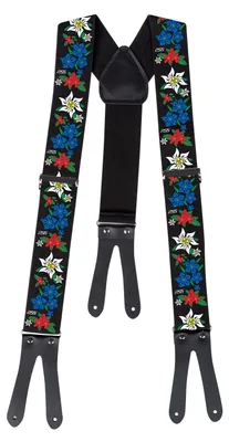 Produktbild von PSS Hosenträger Alpenflower mit Knöpfen Schwarz 75 cm