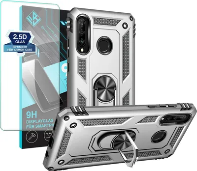 Produktbild von Armor Outdoor Handyhülle für Huawei P30 Lite Handy Panzer Case Schutzhülle mit 9H Displayglas Displayschutz Farbe: Silber