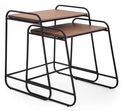 Produktbild von Designer 2x Ablagetische Designer Couchtisch Holzplatte Wohnzimmer Möbel