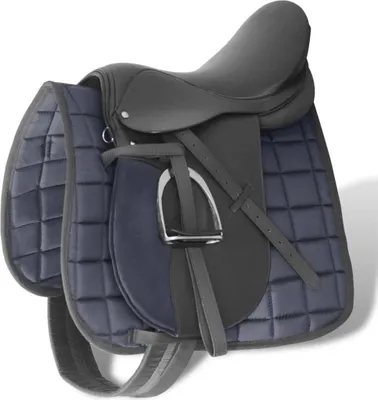 Zdjęcie produktu dla Zestaw do osiodłania konia 16" z naturalnej skóry czarny 14 cm 5 w 1