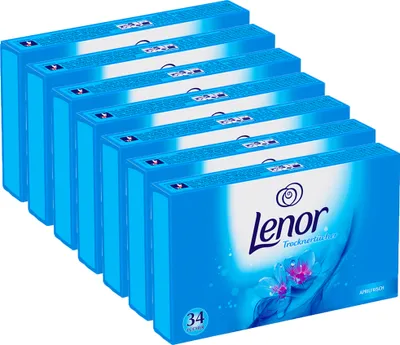 Produktbild von 7 Packungen Lenor Trocknertücher Aprilfrisch Textilerfrischer 7 x 34 Tücher