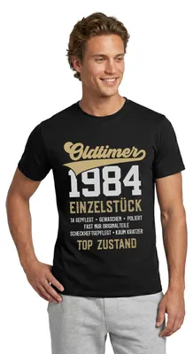 Produktbild von Spreadshirt 40. Geburtstag 1984 Geschenk Oldtimer Geschenkidee Männer T-Shirt, XXL, Schwarz