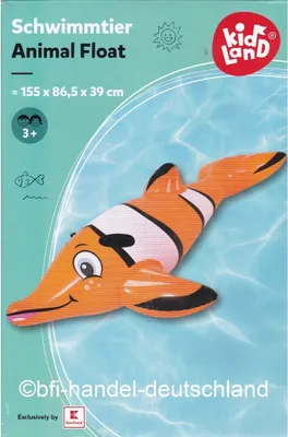 Produktbild von Kid Land®, Schwimmtier, Delphinähnlich, 155x86,5x39cm, aufblasbar. mit 2 Haltegriffen, 2 Luftkammern, PVC, Reparaturflicken