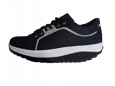 Zdjęcie produktu dla Trampki z podeszwą kołyskową, balansujące, na grubszej czarno-białej podeszwie Fit Walk czarne 43 Fitness King