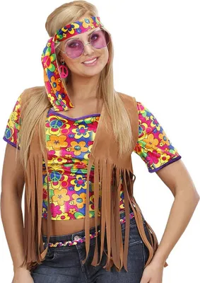 Produktbild von Hippieweste mit Stirnband bunt M