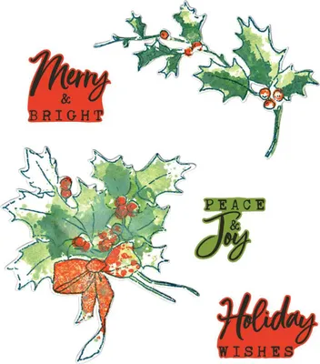 Produktbild von SIZZIX Framelits Stanzform Präge Stanzschablone + Stempelset, Pencil Line Holly by 49 and Market
