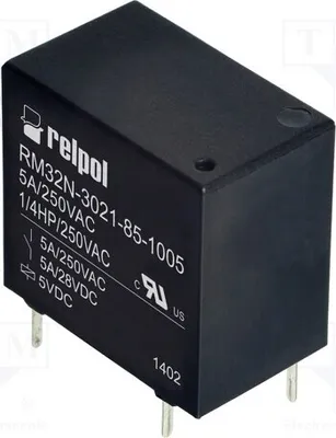 Immagine prodotto di 1 relè: bobina elettromagnetica, tensione: 5 VDC, corrente: 5 A / 250 VAC, modello: RM32N-3021-85-1005