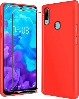Image de 2in1 Set de protection pour le Huawei P20 se compose de 2x 9H film en verre de protection d'écran et 1x étui en silicone de protection - Housse en rouge