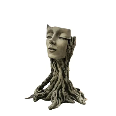 Produktbild von Pflanzkopf Poligono Das Material besteht aus Steinguss Wurzelgesicht Steinfigur Gartenfigur zur Dekoration Kopf V-118900