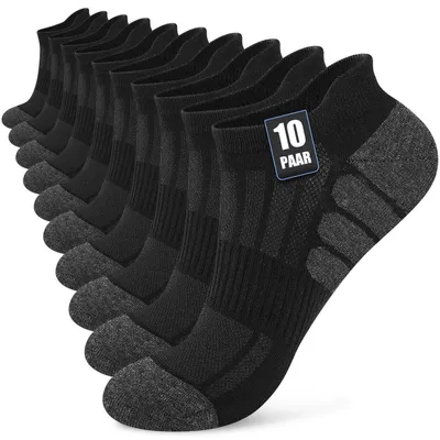 Immagine prodotto di 10 paia di calzini sportivi, unisex, in cotone nero, taglia 35-38