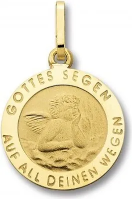 Produktbild von Anhänger Schutzengel 333/- Gelbgold sandstrahlmatt / Rand diamantiert