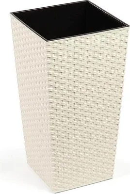 Zdjęcie produktu dla LAMELA Doniczka FINEZJA RATAN, 30 x 30 cm, wysokość 57 cm, kolor kremowy