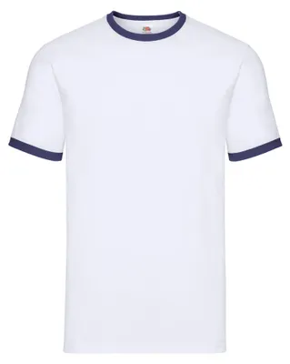 Immagine prodotto di Fruit of the Loom - T-shirt da uomo "Ringer 160" LT1992 (3XL) (bianco/blu navy)