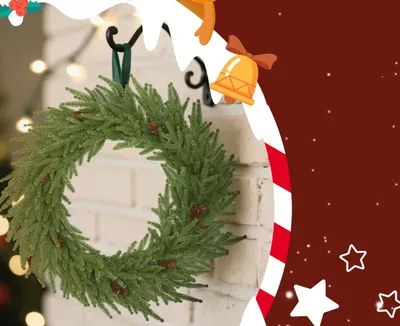 Produktbild von Weihnachtskranz mit Zapfen, Türkranz Künstlicher Weihnachtskranz für Tür Grün, Ø60 x 15 cm