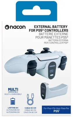 Obrázok produktu pre NACON External Battery, PlayStation 5, Batéria pre herný ovládač, Biela, Sony, 5 V, 1.2 A