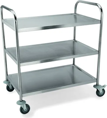 Produktbild von Servierwagen / Abräumwagen, Edelstahl, 3 Borde, 85x53x95 cm