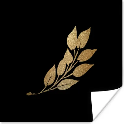 Produktbild von MuchoWow® Poster Gold - Blatt - Zweig 50x50 cm - Wohnzimmerdekoration