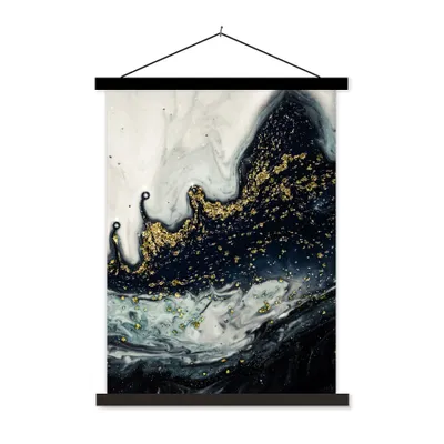 Produktbild von MuchoWow® Textilposter Marmor - Abstrakt - Gold - Luxus 40x53 cm mit schwarzem Rahmen - Abbildung