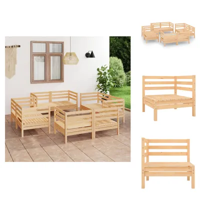 Immagine prodotto di vidaXL set salotto da giardino 8 pezzi in pino massello - Set di mobili da giardino