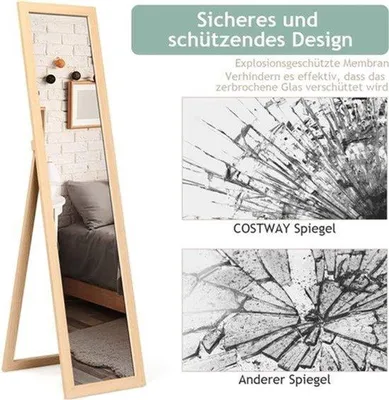 Immagine prodotto di Specchio a figura intera - specchio da parete - cornice in legno bianco - 37 x 155 cm - può essere utilizzato anche come specchio da parete