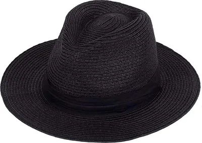 Produktbild von ASKSA Panama Hut Damen Sommer Fedora Strohhut Rollbar UV Sonnenhut, Schwarz
