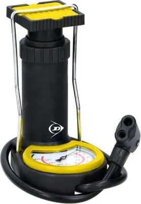 Obrázok produktu pre Dunlop Mini nožná pumpa - Pumpa na pneumatiky - obsahuje 3 adaptéry - analógový tlakomer s úložným vreckom