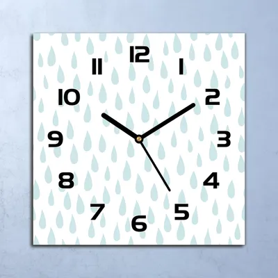 Produktbild von Wanduhr Echt-Glas-Küchenuhr Blaue Regentropfen Quarz 30x30 Deko Bilder