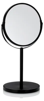 Produktbild von Schminkspiegel schwarz mit Vergrößerung, 16 cm, 1-/3-fach, Standspiegel, Metall, rund