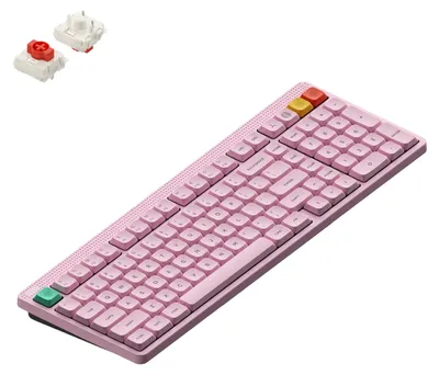 Produktbild von NuPhy Node 100 Kabellose Mechanische Tastatur Low Profile, ANSI US, Bluetooth, 2.4GHz,USB-C, Light Pink, Red nano