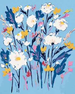 Produktbild von Zuty - Malen nach Zahlen - WILDBLUMEN MIT WEISSEN BLÜTEN (ALEXANDRIA GILBERT), 40x50 cm, ohne Keilrahmen