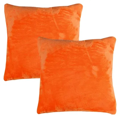 Produktbild von Kissenhülle Celina (40 x 40 cm / 2er Set) - Weicher Bezug mit Reißverschluss in Orange für Dekokissen und Sofakissen