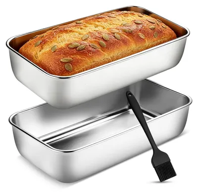 2er-Set Brotbackform aus Edelstahl, rechteckig, 35x12x6,5 cm
