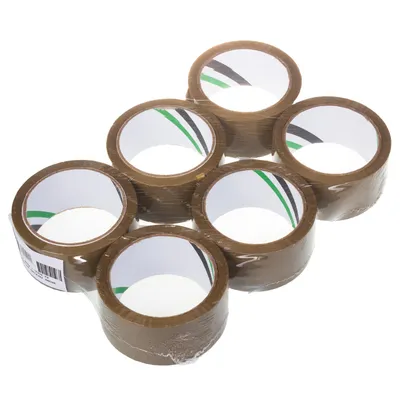 Produktbild von 6x Braunes lösungsmittelhaltiges selbstklebendes Verpackungsband 54m 48mm