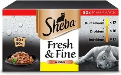 Zdjęcie produktu dla Sheba karma dla kotów saszetki drobiowe w sosie mix smaków 50x50g