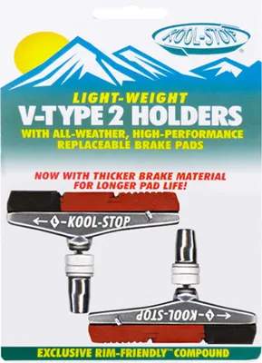 Produktbild von Kool-Stop Bremsschuhe H12 V-Type 2 dual V-Brake, L=72,5mm asymm., für Alu-Felgen, schwarz/salmon