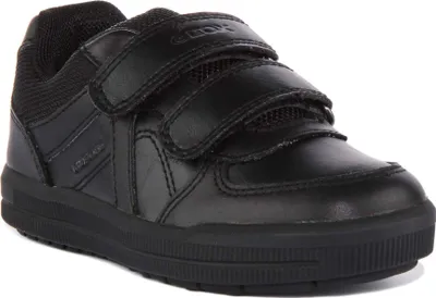 Image de Geox J Arzach K la double sangle de chaussures en cuir décontractées noir - 3 UK - 36 EU - 4 US / Black