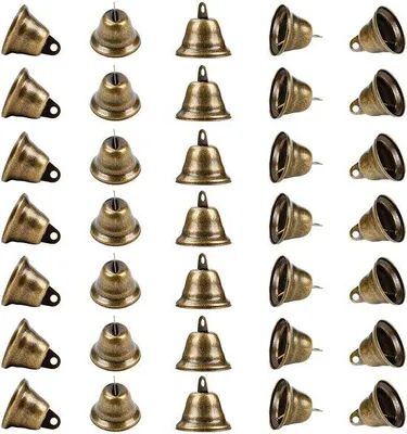 Produktbild von Unyqoos® 35er-Set bronzefarbene Glöckchen (40 x 35 mm) – dekorative Metallglocken zum Basteln & für Eventdeko, 4 mm Aufhängebohrung