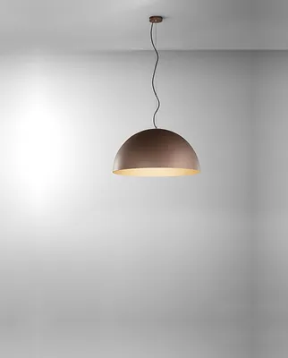 Immagine prodotto di Lampada a Sospensione in Metallo 10S48560 MM, Struttura in Acciaio Marrone Metallizzato e Oro Opaco, Diametro 50 cm, Attacco E27, 60W - Perenz