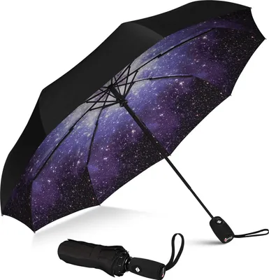 Produktbild von Winddichter Reise Regenschirm,kleiner Taschenschirm mit automatischem&Farbe:bunt,Sternenklare Nacht,