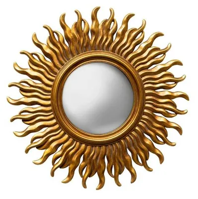 Konvexer Sonnenspiegel, Gold, antike Patina, 35 cm
