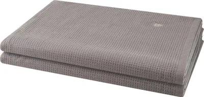 Produktbild von Ross Pique 2 X Saunatuch im Set Piqué Frottier aus Baumwolle 520 g/m², Saugstark weich pflegeleicht trocknergeeignet, Gewebte Bordüre mit gesticktem Emblem