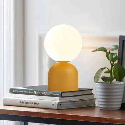 Image de Opviq, 241645, lampe de bureau, jaune, CORPS MÉTALLIQUE, 15 x 15 x 28 cm