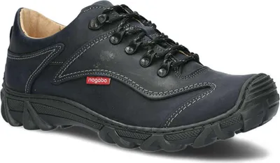 Produktbild von nagaba Wanderschuhe Herren Trekkingschuhe Herrenschuhe Echtleder, Navyblau, 45