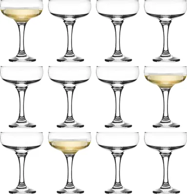 Produktbild von 12x klar 240ml Misket Champagner Cocktail-Untertassen - Spülmaschine Safe Klassische Party Bar Espresso Martini Coupe Glasing-Set - von lav - von lav