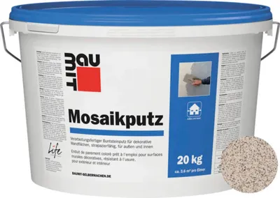 Produktbild von Baumit Mosaikputz M307 Bistra gebrauchsfertiger Dünnschichtdeckputz weiß-hellbraun-dunkelbraun 20 kg