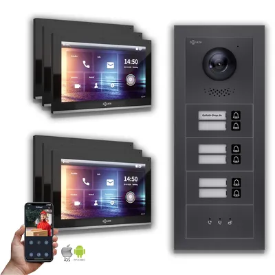 Image de Goliath IP portier vidéo : 10 pouces 6 maison familiale, l'affichage, l'anthracite : 10 pouces noir : boîte de montage encastré Couleur du moniteur : 10 pouces noir Montage : boîte de montage encastré