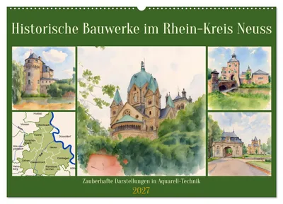 Immagine prodotto di Monumenti storici nel distretto del Reno di Neuss (calendario da parete 2027, formato DIN A2 orizzontale), calendario mensile CALVENDO