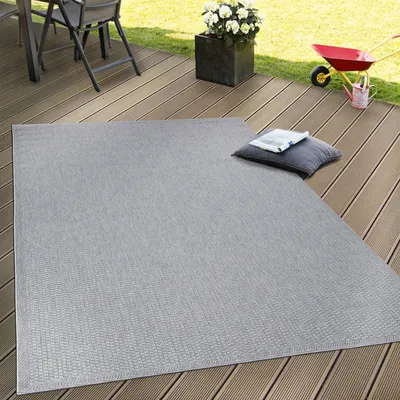 Produktbild von Outdoor Teppich wetterfest Garten & Terrasse flachgewebt Uni Sisaloptik robust Grösse 140x200 cm