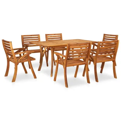 Image de set de jardin à manger 7 pièces 150 x 90 cm en bois massif d'acacia