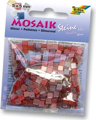 Immagine prodotto di Pietre di mosaico Folia, 5x5mm, 700 pezzi, resina sintetica, miscela di glitter, rosa